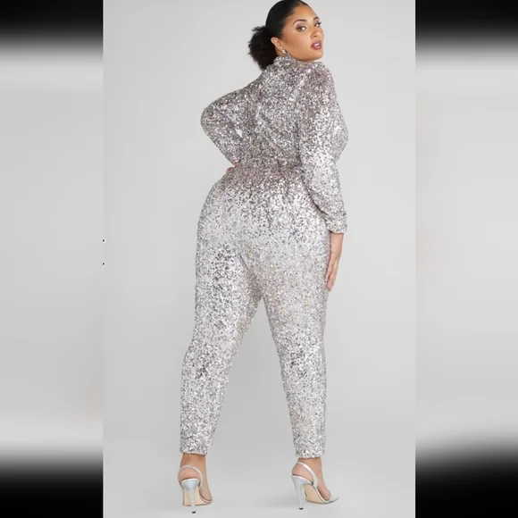 NWT Multicolor Sequin Fashion to Figure Jumpsuit Size 0/12. - Picture 2 of 8